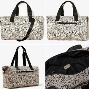 Mali & Lili Cream & Black Weekender Travel Duffle Bag  MSRP $128